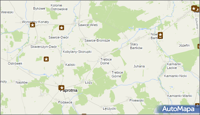 mapa Trębice Dolne, Trębice Dolne na mapie Targeo