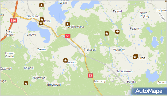 mapa Trękusek, Trękusek na mapie Targeo