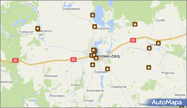 mapa Trzcińsko-Zdrój, Trzcińsko-Zdrój na mapie Targeo