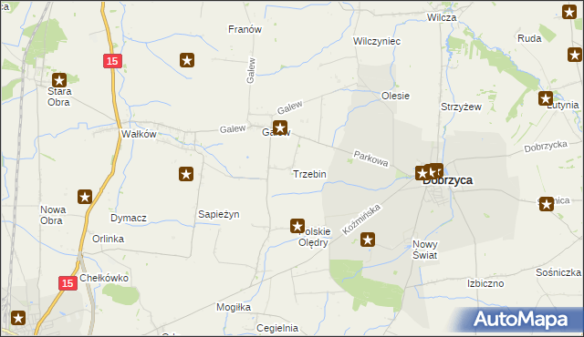 mapa Trzebin gmina Dobrzyca, Trzebin gmina Dobrzyca na mapie Targeo