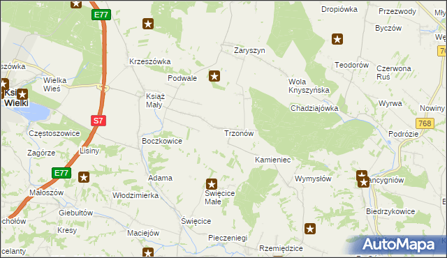 mapa Trzonów, Trzonów na mapie Targeo