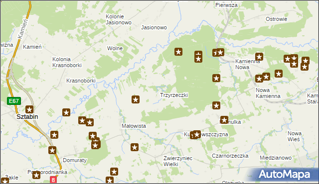 mapa Trzyrzeczki, Trzyrzeczki na mapie Targeo