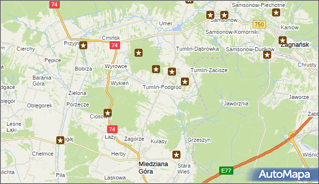 mapa Tumlin-Wykień, Tumlin-Wykień na mapie Targeo
