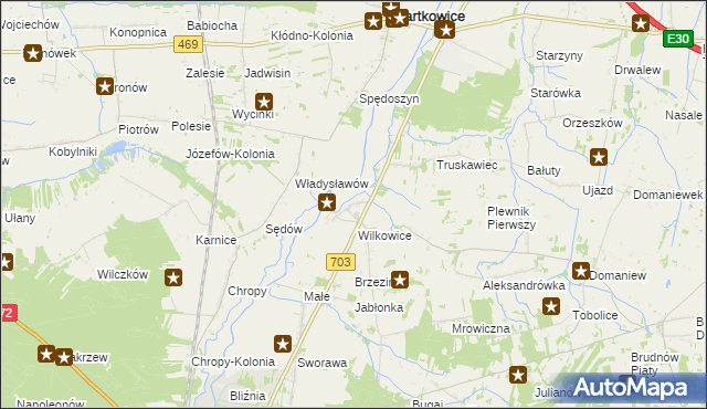 mapa Tur gmina Wartkowice, Tur gmina Wartkowice na mapie Targeo