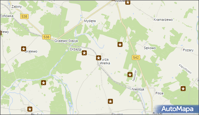 mapa Turza Wielka gmina Działdowo, Turza Wielka gmina Działdowo na mapie Targeo