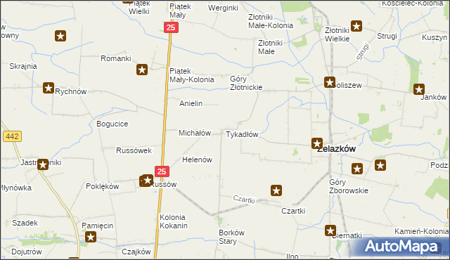 mapa Tykadłów, Tykadłów na mapie Targeo