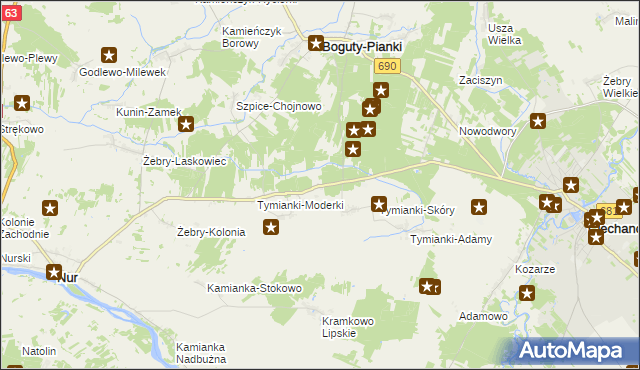 mapa Tymianki-Szklarze, Tymianki-Szklarze na mapie Targeo