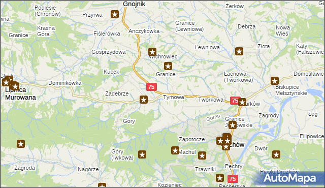 mapa Tymowa gmina Czchów, Tymowa gmina Czchów na mapie Targeo