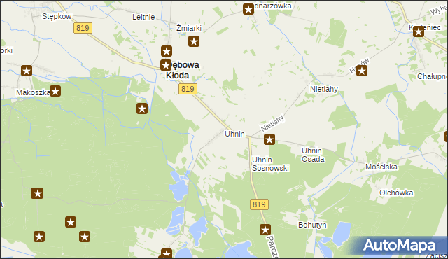 mapa Uhnin, Uhnin na mapie Targeo