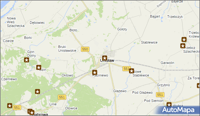 mapa Unisław powiat chełmiński, Unisław powiat chełmiński na mapie Targeo