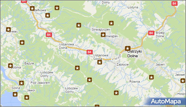 mapa Ustjanowa Górna, Ustjanowa Górna na mapie Targeo