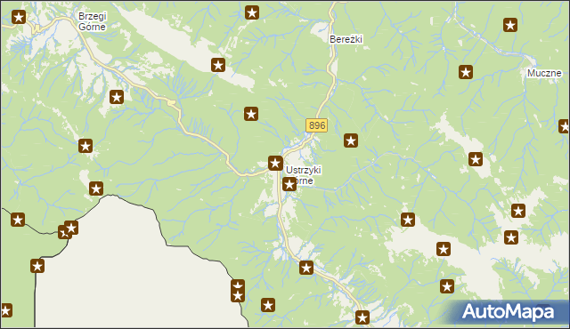 mapa Ustrzyki Górne, Ustrzyki Górne na mapie Targeo