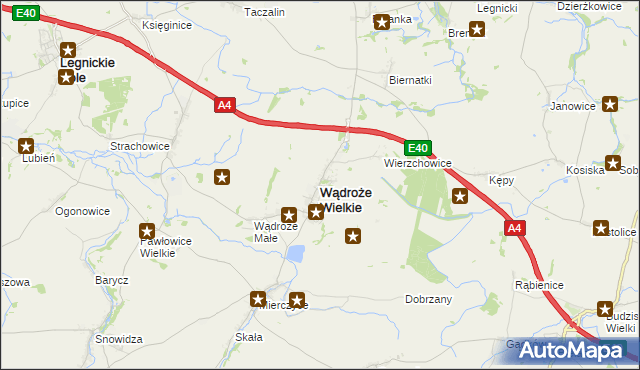 mapa Wądroże Wielkie, Wądroże Wielkie na mapie Targeo