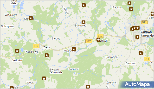 mapa Wągniki gmina Górowo Iławeckie, Wągniki gmina Górowo Iławeckie na mapie Targeo