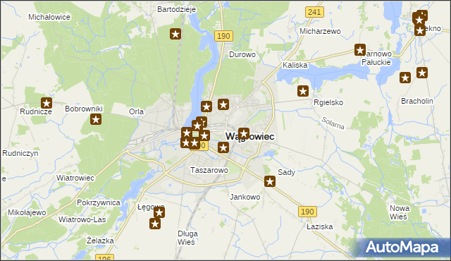mapa Wągrowiec, Wągrowiec na mapie Targeo