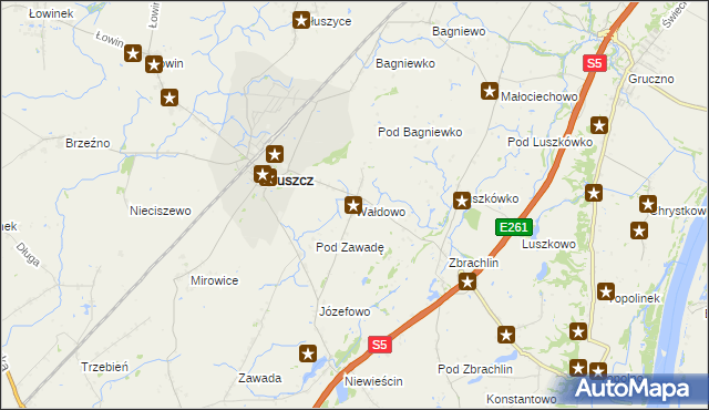 mapa Wałdowo gmina Pruszcz, Wałdowo gmina Pruszcz na mapie Targeo