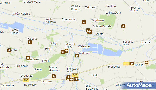 mapa Walewice gmina Bielawy, Walewice gmina Bielawy na mapie Targeo