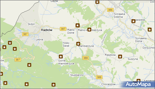 mapa Wambierzyce, Wambierzyce na mapie Targeo