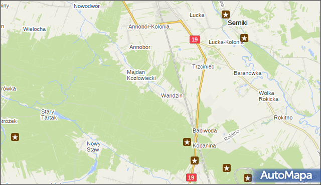 mapa Wandzin gmina Lubartów, Wandzin gmina Lubartów na mapie Targeo