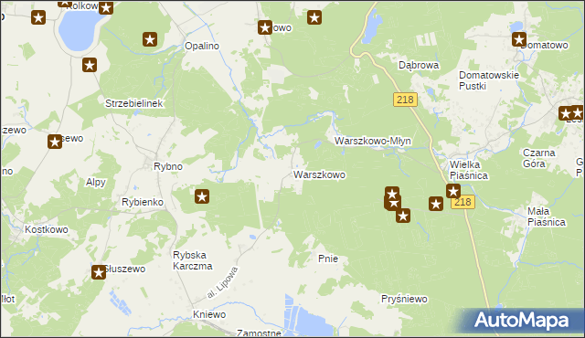 mapa Warszkowo gmina Wejherowo, Warszkowo gmina Wejherowo na mapie Targeo