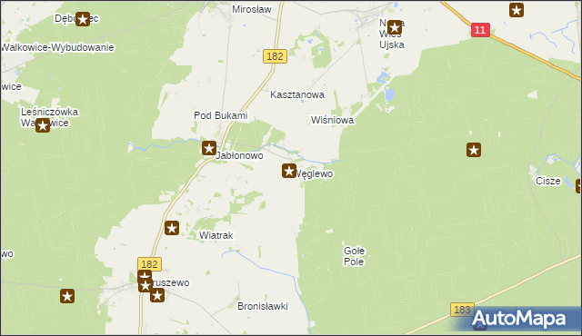 mapa Węglewo gmina Ujście, Węglewo gmina Ujście na mapie Targeo