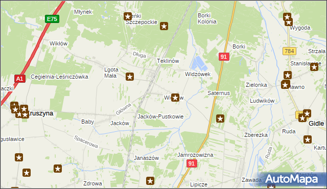 mapa Widzów, Widzów na mapie Targeo