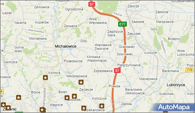mapa Więcławice Stare, Więcławice Stare na mapie Targeo