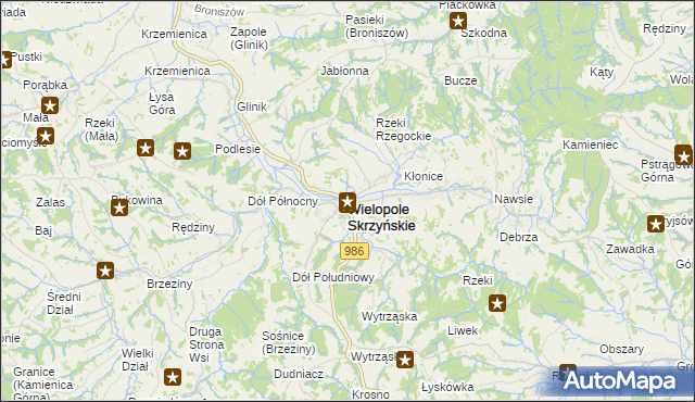 mapa Wielopole Skrzyńskie, Wielopole Skrzyńskie na mapie Targeo