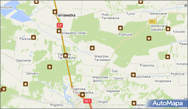 mapa Wieprzów Tarnawacki, Wieprzów Tarnawacki na mapie Targeo