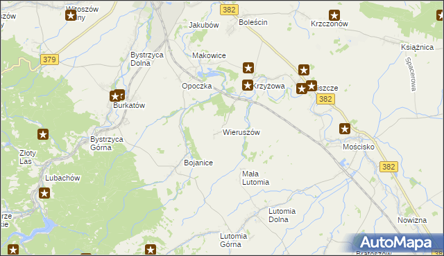 mapa Wieruszów gmina Świdnica, Wieruszów gmina Świdnica na mapie Targeo