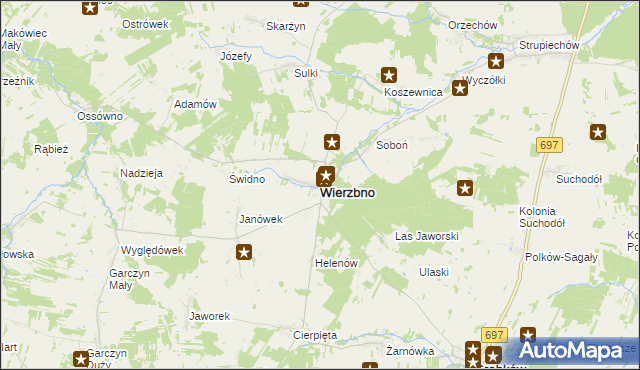 mapa Wierzbno powiat węgrowski, Wierzbno powiat węgrowski na mapie Targeo