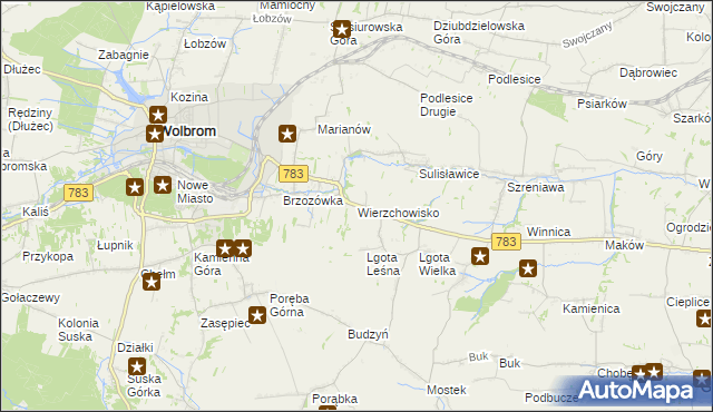 mapa Wierzchowisko gmina Wolbrom, Wierzchowisko gmina Wolbrom na mapie Targeo