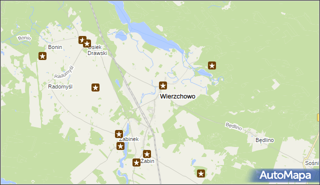 mapa Wierzchowo powiat drawski, Wierzchowo powiat drawski na mapie Targeo
