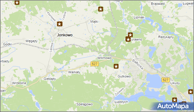 mapa Wilimowo, Wilimowo na mapie Targeo