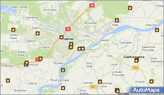 mapa Winnica gmina Połaniec, Winnica gmina Połaniec na mapie Targeo