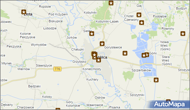 mapa Wiślica powiat buski, Wiślica powiat buski na mapie Targeo