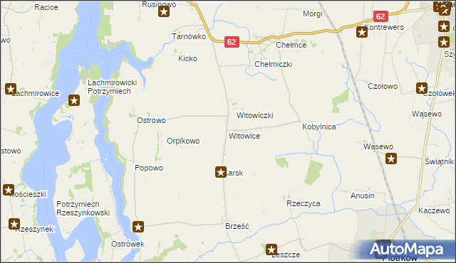 mapa Witowice gmina Kruszwica, Witowice gmina Kruszwica na mapie Targeo