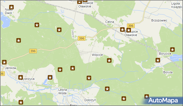 mapa Wójcice gmina Jelcz-Laskowice, Wójcice gmina Jelcz-Laskowice na mapie Targeo