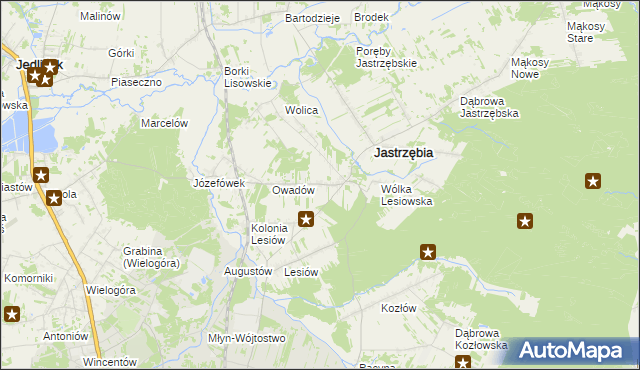 mapa Wojciechów gmina Jastrzębia, Wojciechów gmina Jastrzębia na mapie Targeo