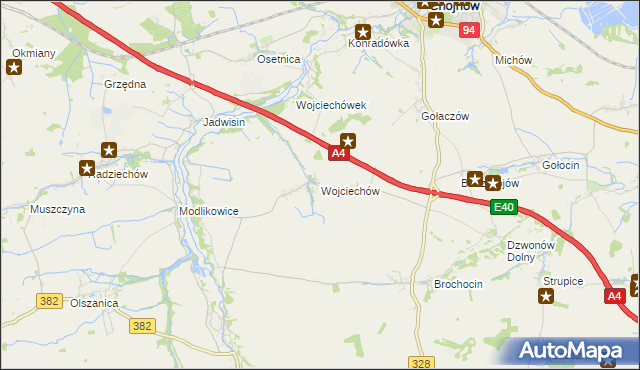 mapa Wojciechów gmina Zagrodno, Wojciechów gmina Zagrodno na mapie Targeo