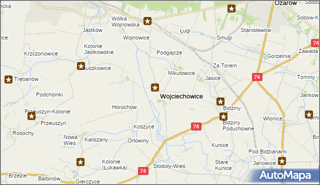 mapa Wojciechowice powiat opatowski, Wojciechowice powiat opatowski na mapie Targeo