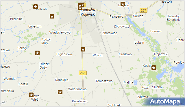 mapa Wójcin gmina Piotrków Kujawski, Wójcin gmina Piotrków Kujawski na mapie Targeo