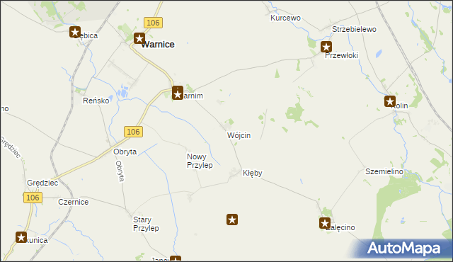 mapa Wójcin gmina Warnice, Wójcin gmina Warnice na mapie Targeo
