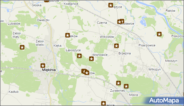 mapa Wojnowice gmina Miękinia, Wojnowice gmina Miękinia na mapie Targeo