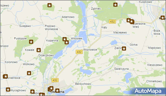 mapa Wojnowice gmina Osieczna, Wojnowice gmina Osieczna na mapie Targeo
