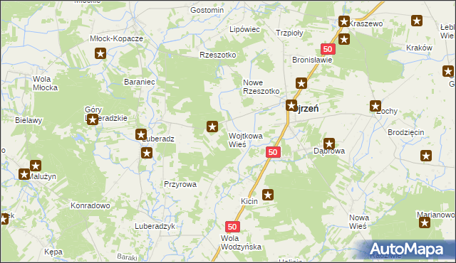 mapa Wojtkowa Wieś, Wojtkowa Wieś na mapie Targeo
