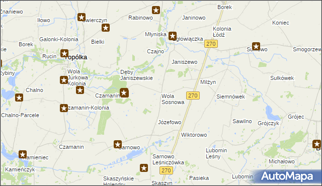 mapa Wola Sosnowa, Wola Sosnowa na mapie Targeo