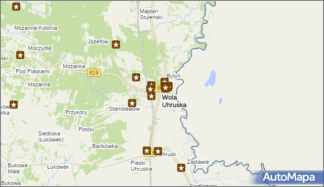 mapa Wola Uhruska, Wola Uhruska na mapie Targeo