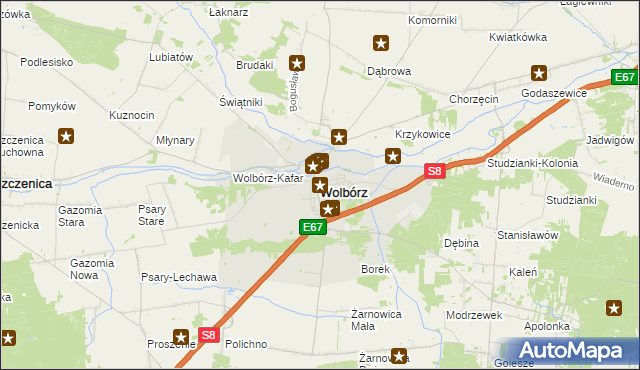 mapa Wolbórz, Wolbórz na mapie Targeo