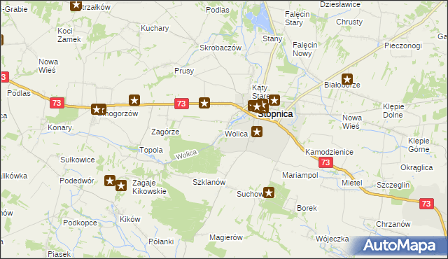 mapa Wolica gmina Stopnica, Wolica gmina Stopnica na mapie Targeo
